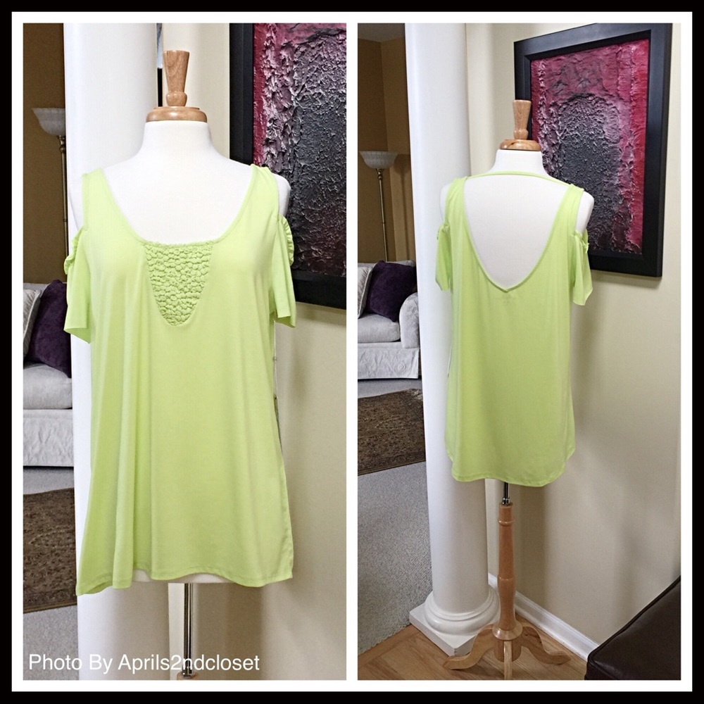 NANETTE LEPORE COLD SHOULDERS KNIT TEE TUNIC TOP - Picture 3 of 7